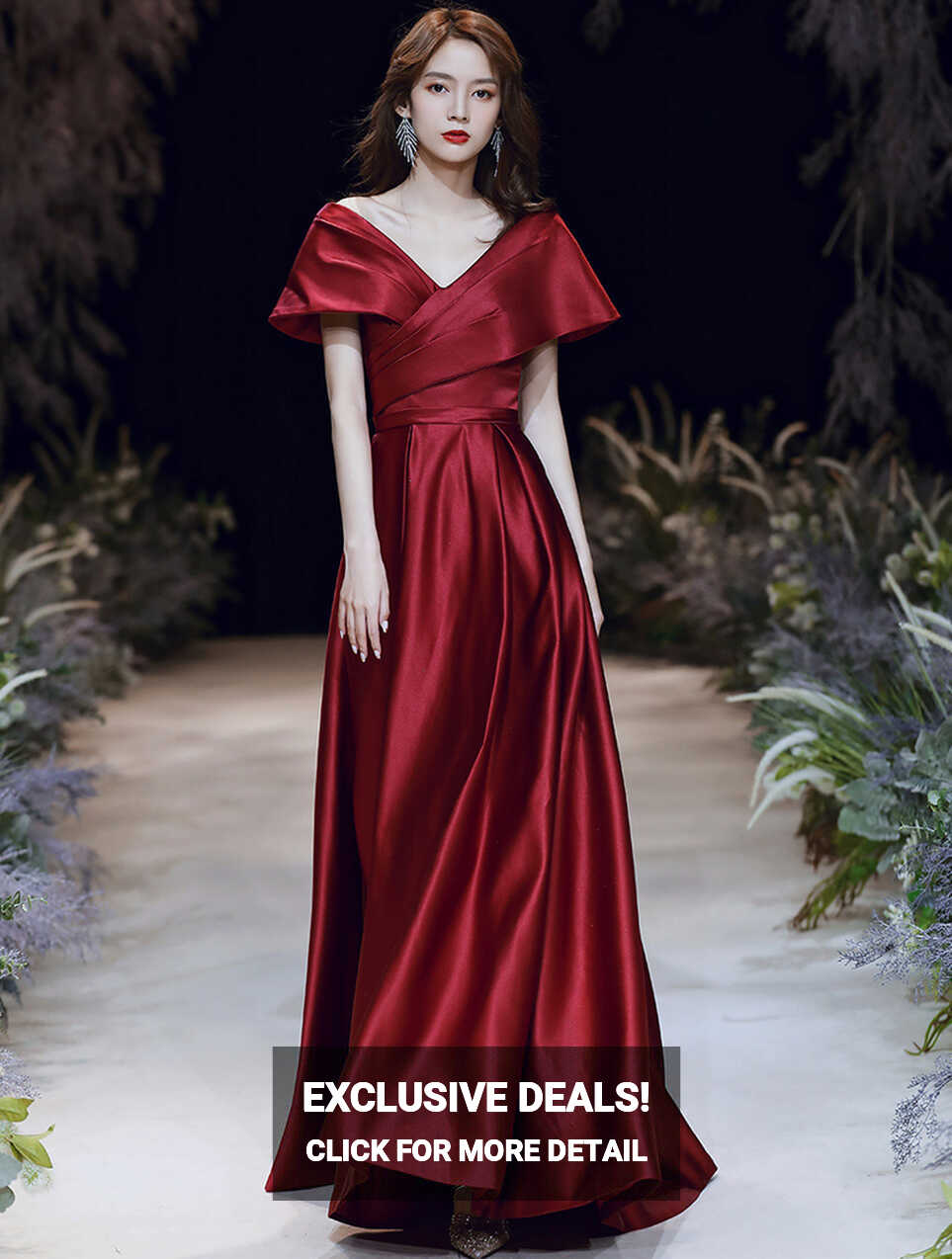 Simple Wine Red Satin Long Dress for Evening Party and Banquet ...