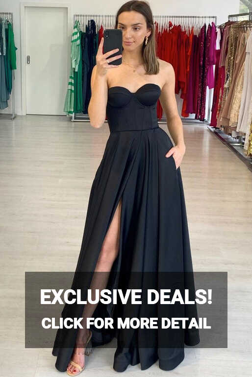 Simple black satin long prom dress black satin evening dress – shdress