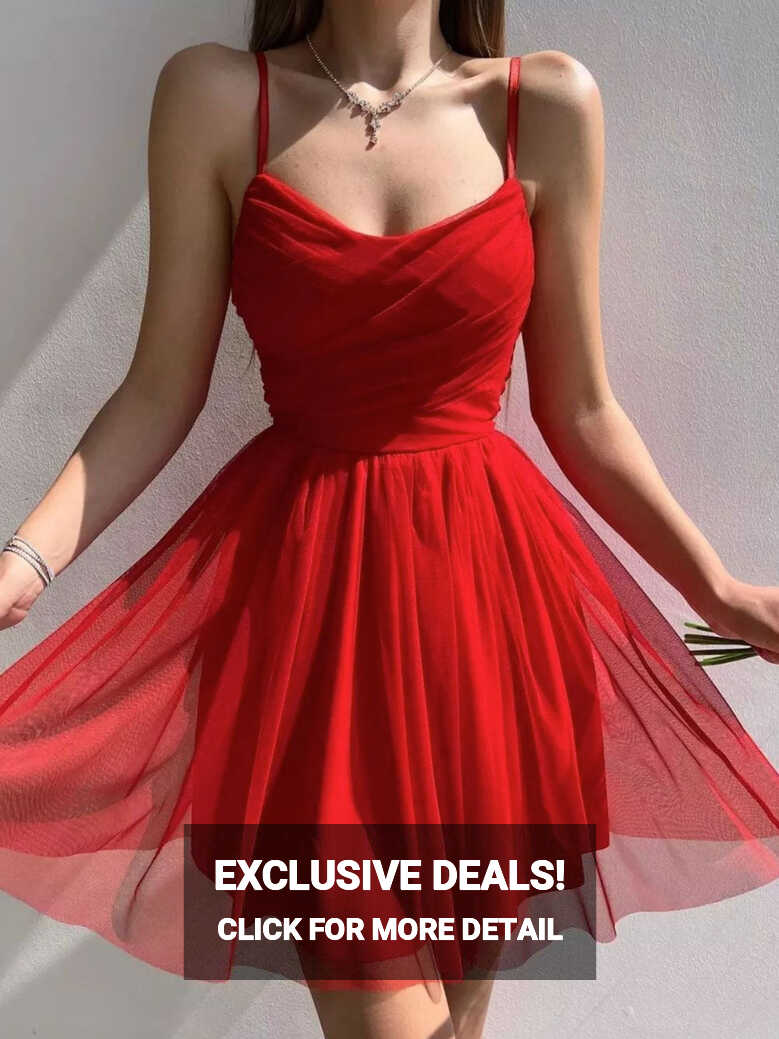 Simple red short prom dress red short party dress – toptby