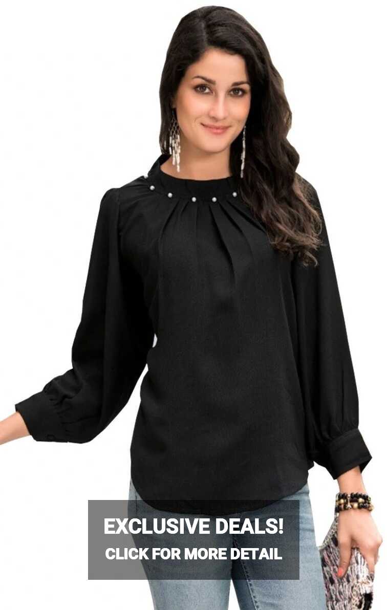 Sinina Striking Black Color Blend Western Top-Slope06