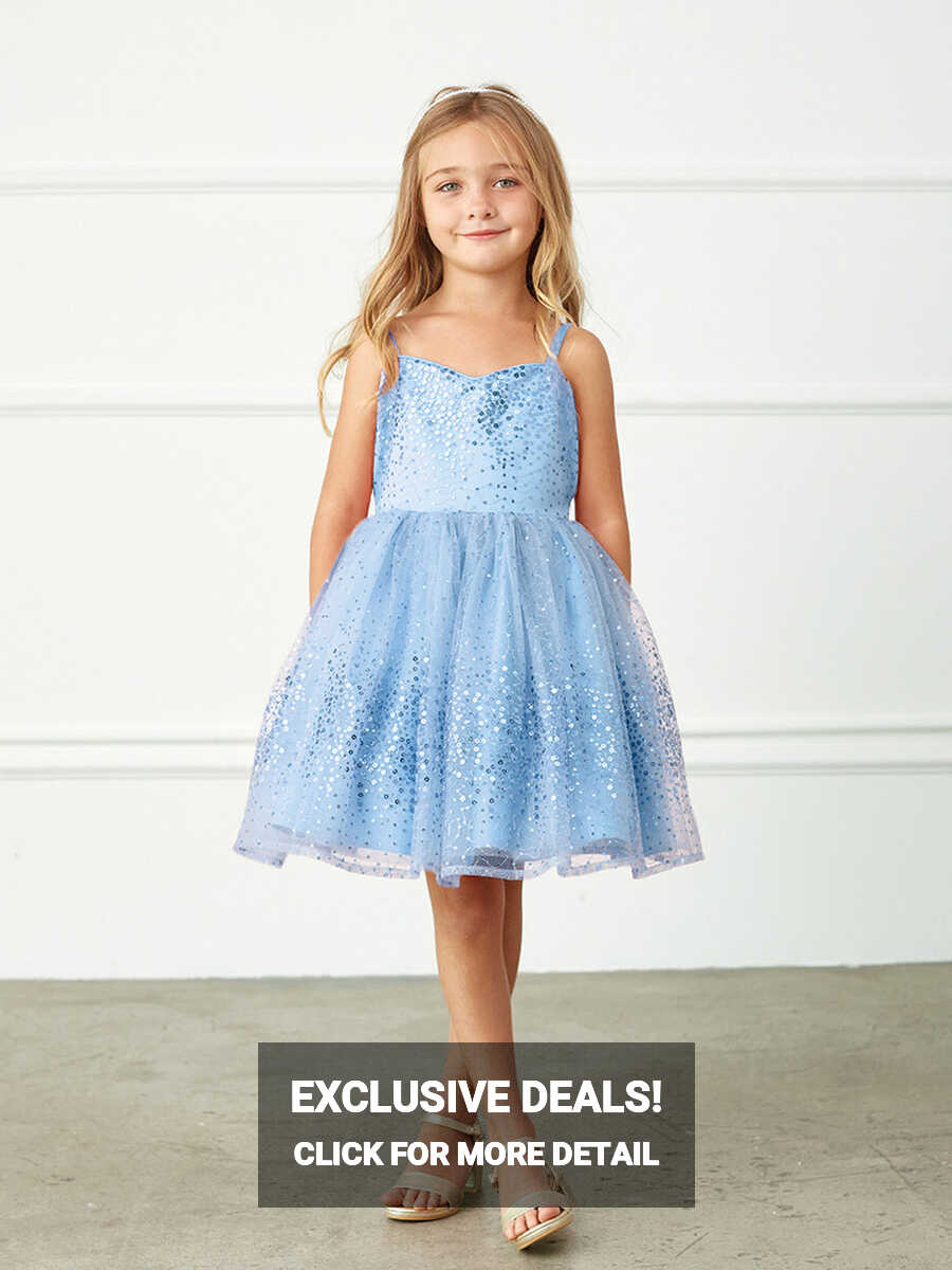 Sky Blue Short Length Flower Girl Dress 5825SB – Sparkly Gowns