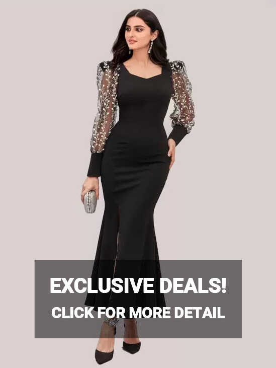 Sleek Black Full-Length Bodycon Dress by Wyshlist