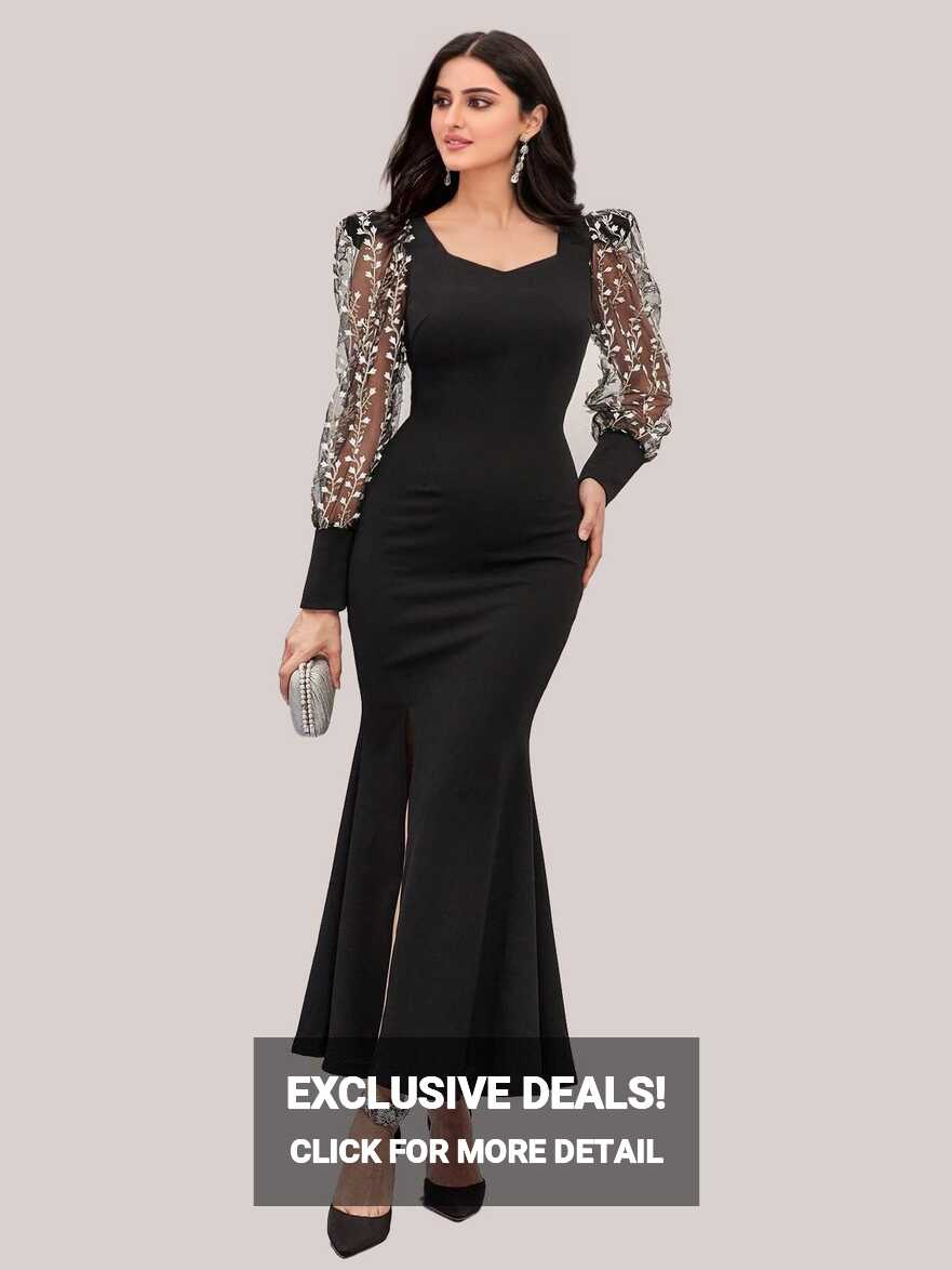 Sleek Black Full-Length Bodycon Dress