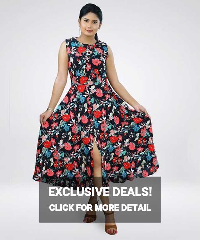 Sleeveless Floral Midi Dress-SunMart Lanka