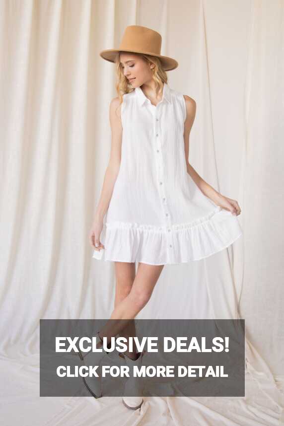 Sleeveless Gauze Ruffle Dress: White Button Down Summer Sun ...