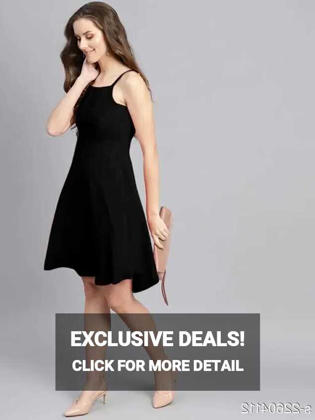 Sleeveless Western Short Dress in Black Color