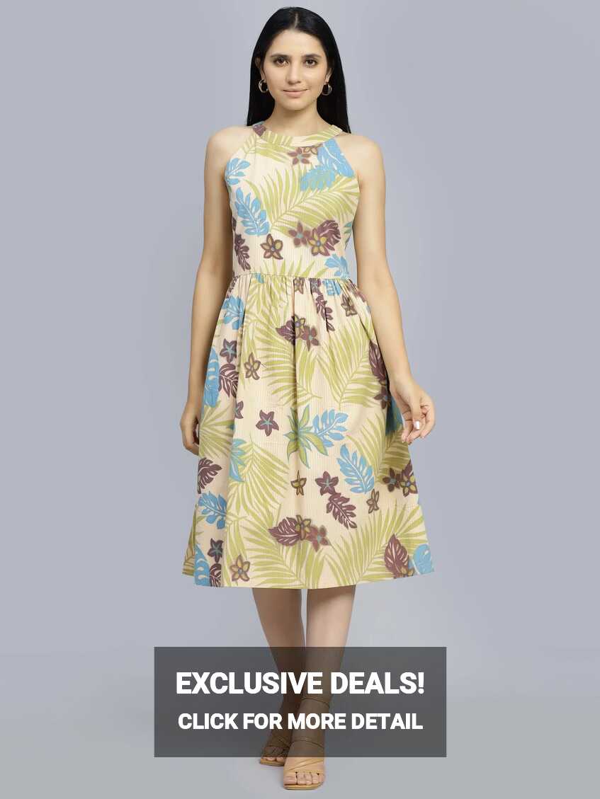 Sleeveless knee length floral turtle dress