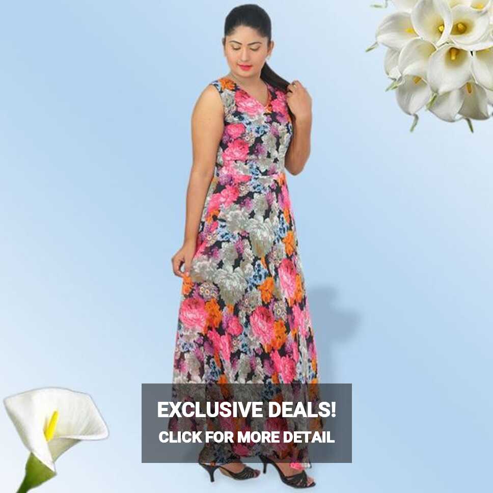 Sleeveless maxi dress with floral design-SunMart Lanka