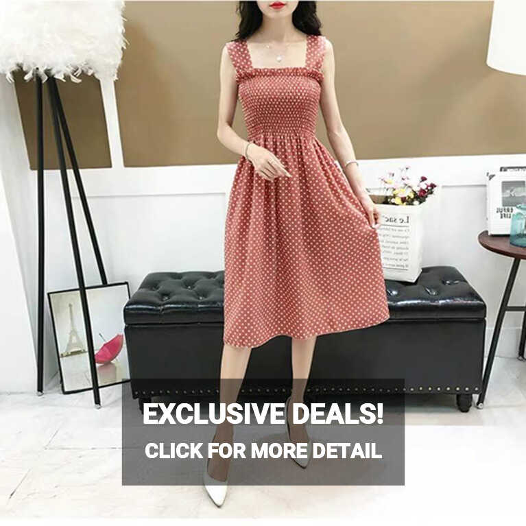 Sleeveless polka dotted frocks for women - Shop online women ...