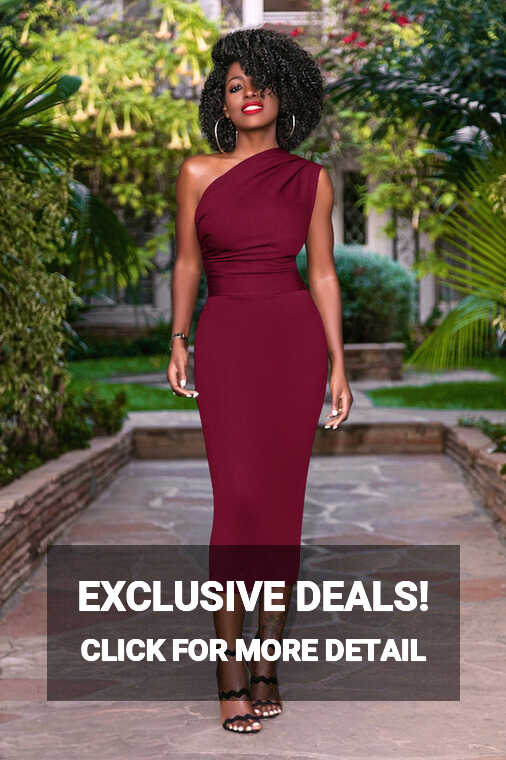 Sloping Neck Midi Tight Wrap Cocktail Dress | Dress In Beauty