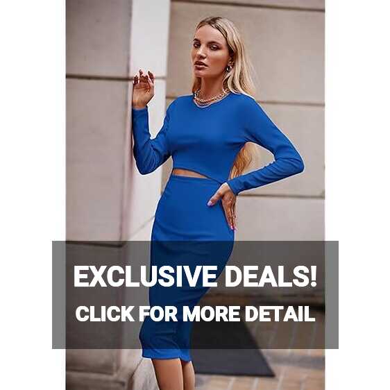 Snapklik.com : PRETTYGARDEN Womens Long Sleeve Midi Bodycon ...