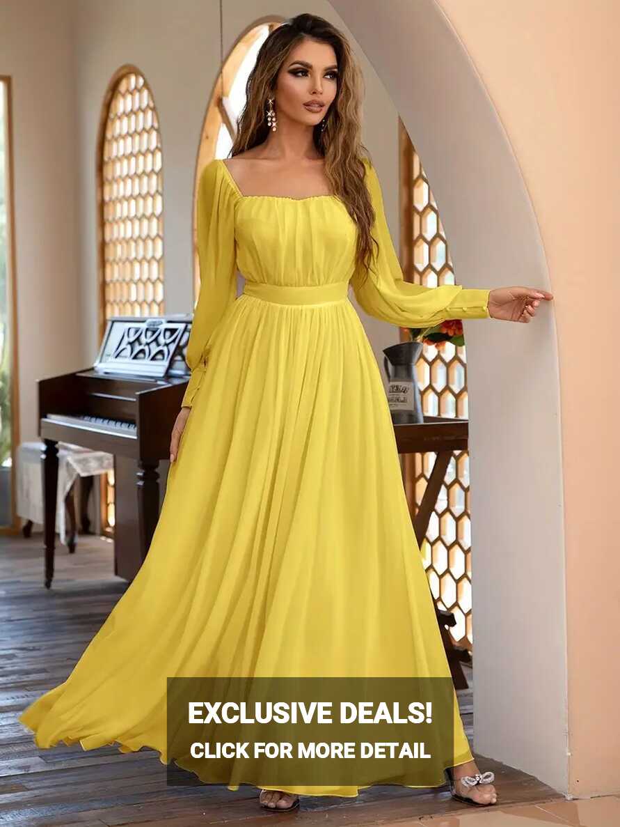 Solid Simple Dress Elegant Long Sleeve Maxi Dress Women&#39;s - Temu ...