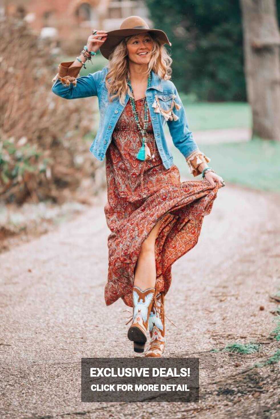 Some fabulous cowboy boots and a vintage maxi dress