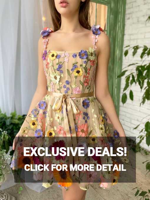 Sophie | A Line Floral Short Homecoming Dress With 3D Flowers ...