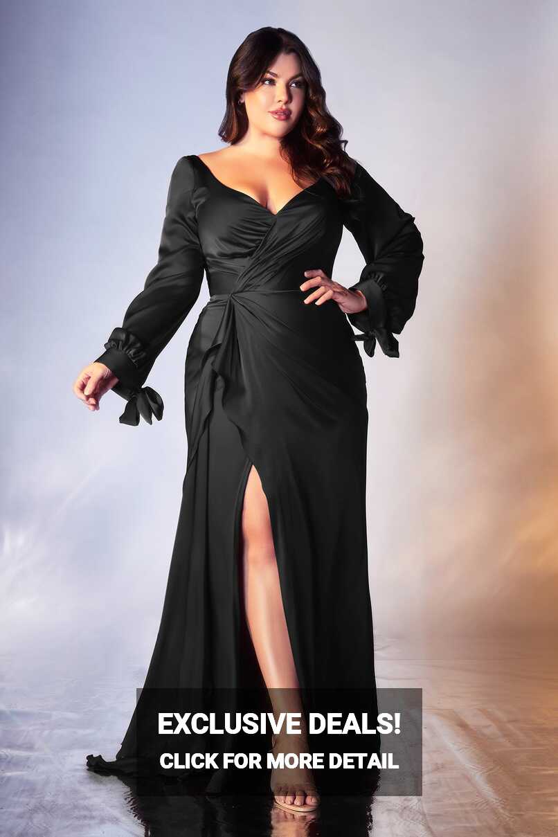 Sophisticated Curves Long Sleeve Satin Evening Gown 7478C ...