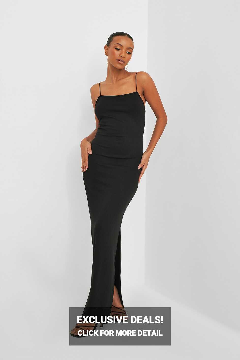 Spaghetti Strap Maxi Dress Black | NA-KD