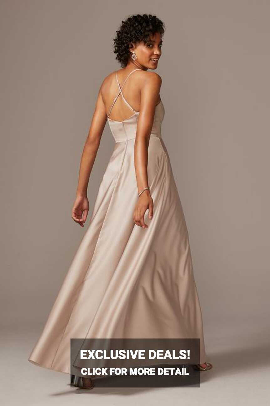 Spaghetti Strap Satin A-Line Bridesmaid Dress | David&#39;s Bridal