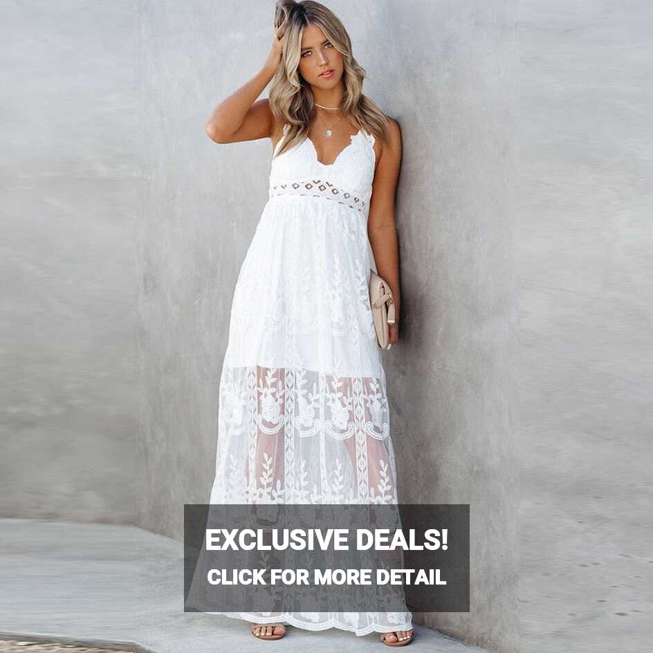 Spaghetti Strap Sleeveless Lace Boho Maxi Dress – Boho Beach Hut