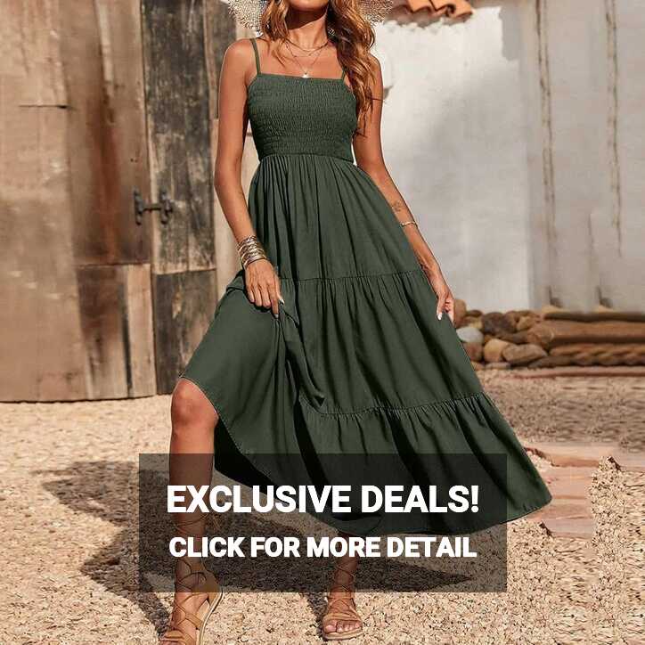 Spaghetti Strap Summer Dresses for Women UK Beach Dress Plus Size ...