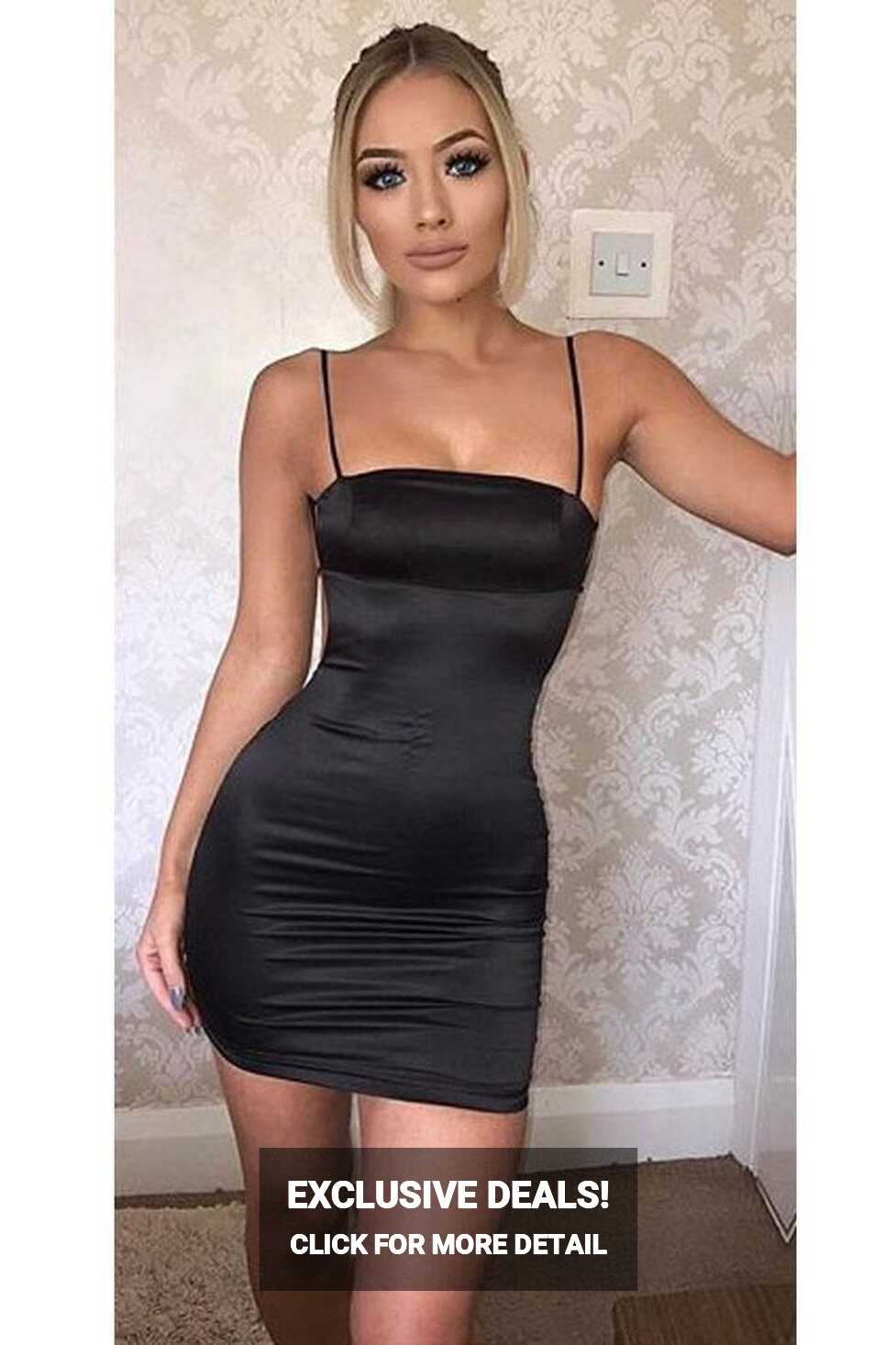 Spaghetti Straps Backless Bodycon Little Black Dress