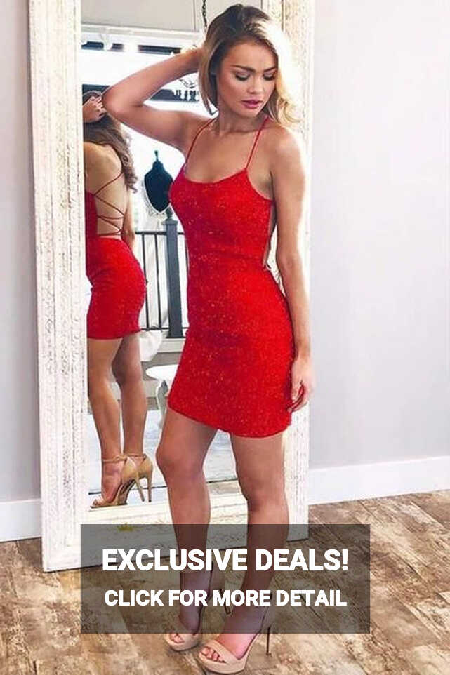 Sparkle Red Fitted Short Homecoming Dress – misaislestyle