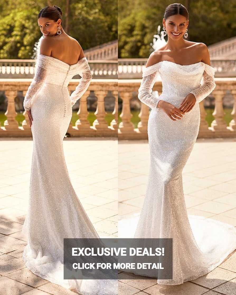 Sparkling Scoop Neck Mermaid Dress With Detachable Sleeves ...