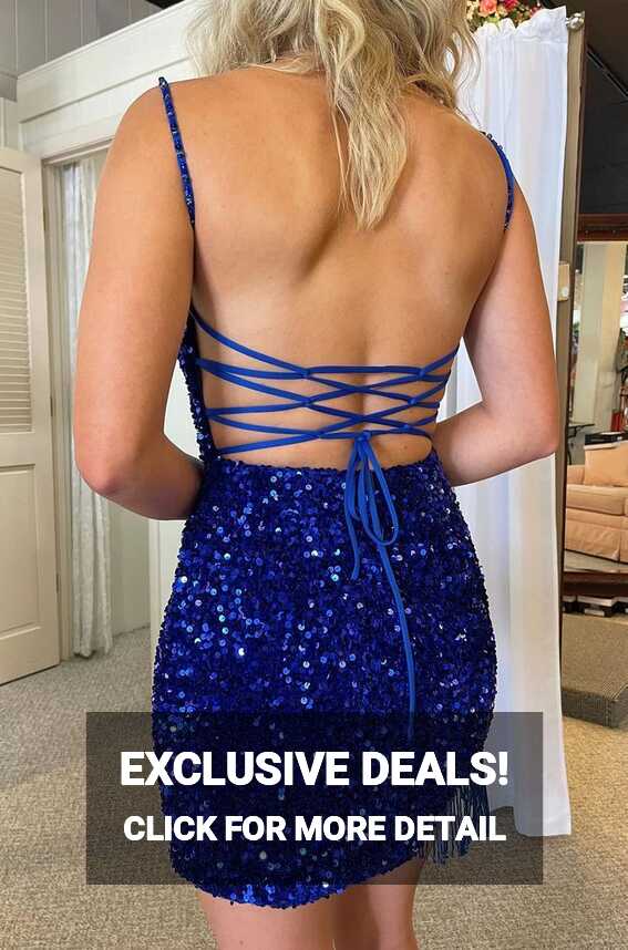 Sparkly A line Royal Blue Sequins Short Homecoming Dress ...