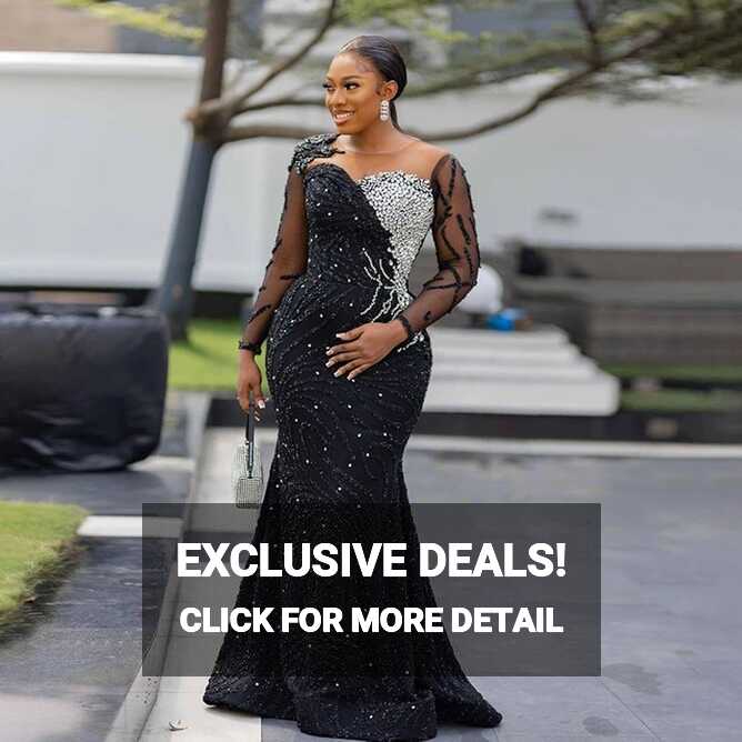 Sparkly Black Mermaid Prom Dresses Aso Ebi Plus Size Arabic ...