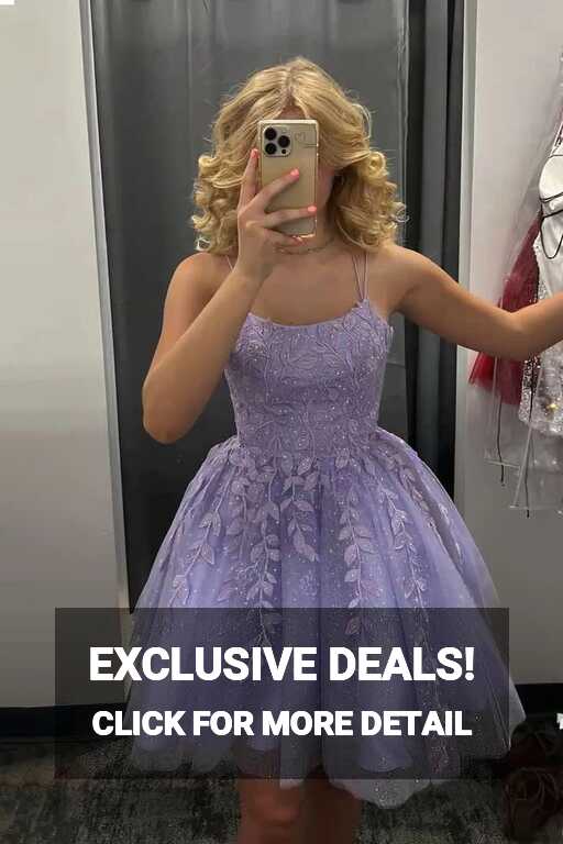 Sparkly Lavender Short Homecoming Dress Sleeveless Lace Applique ...