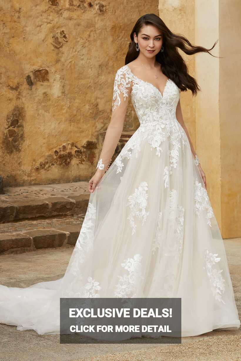 Sparkly Long Sleeve Lace A-Line Wedding Dress | Sophia Tolli ...