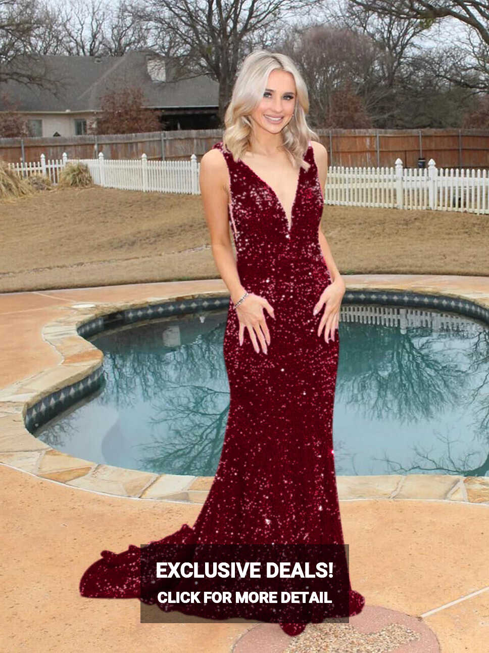 Sparkly Prom Dresses 2023 Plunging V Neck Sequin Mermaid Court ...