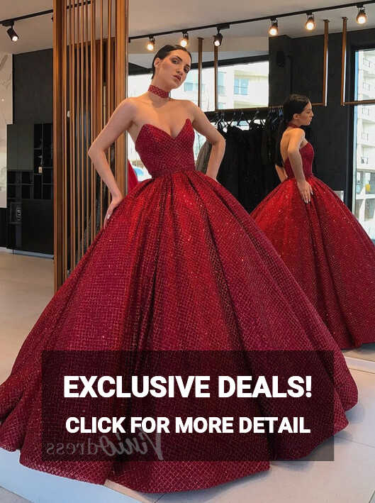 Sparkly Red Quinceañera Dress Strapless Prom Ball Gown FD1084 ...