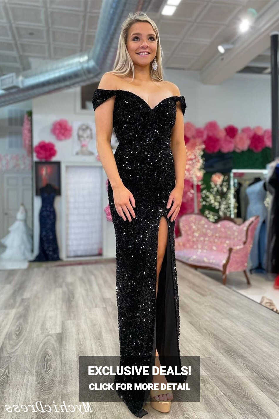 Sparkly Sequin Black Prom Dresses 2024 Mermaid Long Evening Dress ...