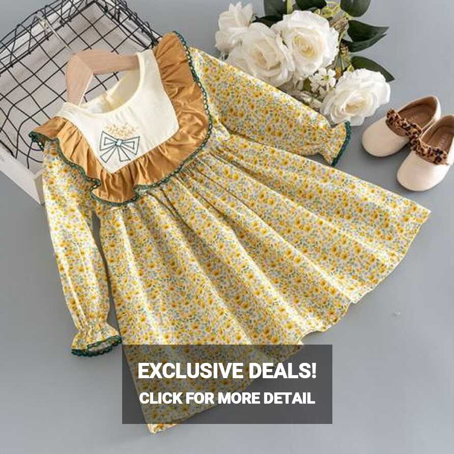 Spring Kids Girls Clothes Baby Floral Frill Dresses For Toddler ...