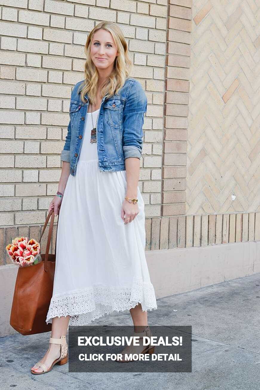 Stepping Into Spring | Denim jacket with dress, Stylish denim, How ...