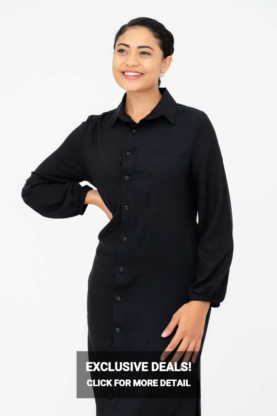 Stevie Long Sleeve Black Shirt Dress – 99 Rands