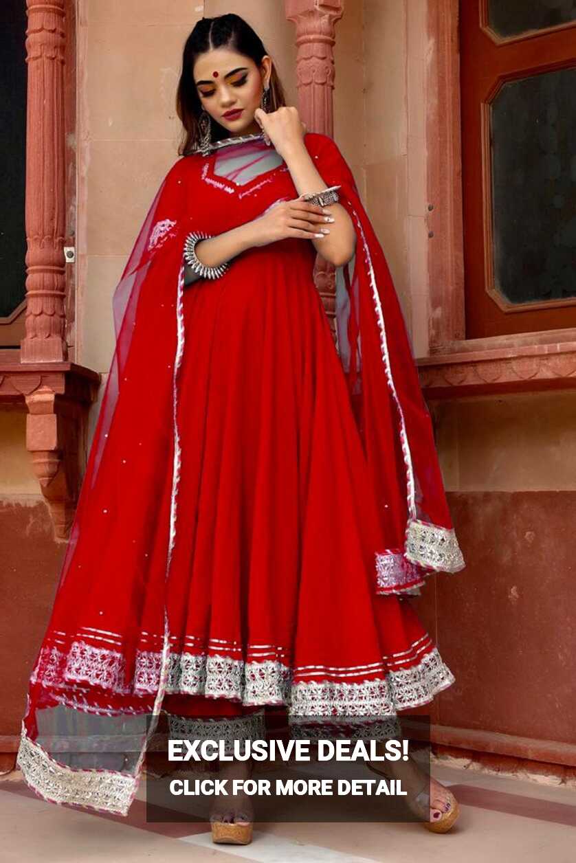 Stitched Indian Handmade Wedding Birthday Party Special Women Red ...