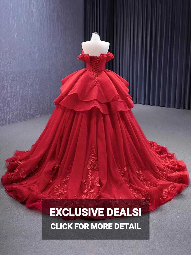 Strapless Prom Elbise Red Quinceanera Elbisesi Bridal Ball ...