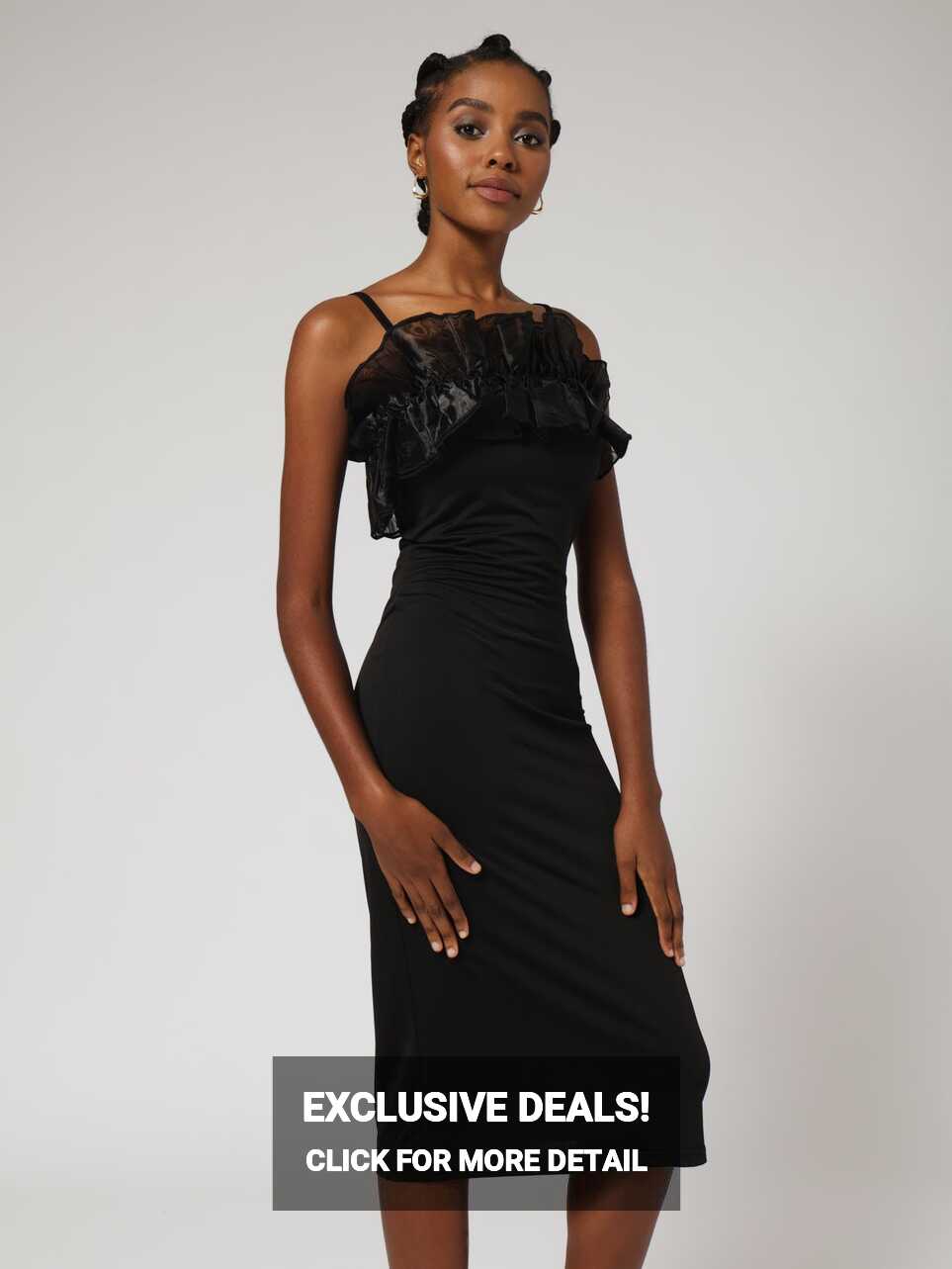 Strappy Organza Ruffle Dress - Black – LEGiT