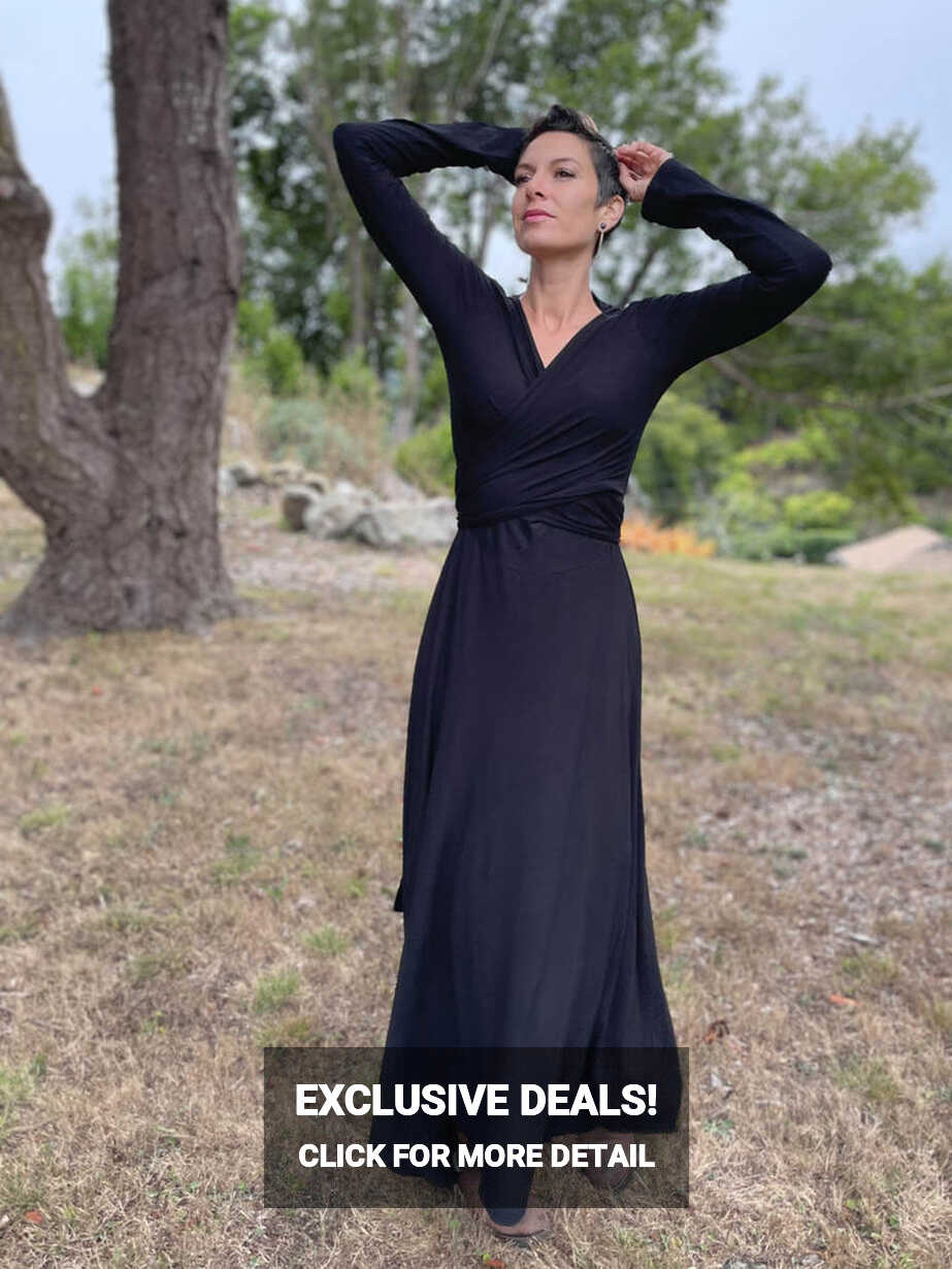 Stretchy Long Sleeve Wrap Style Maxi Dress | Women&#39;s Long Sleeve ...