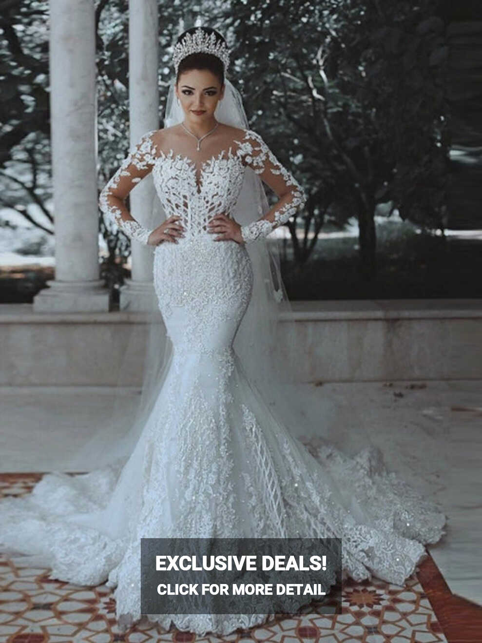 Stunning Mermaid Long Sleeve Applique Wedding Dresses – Yelure UK