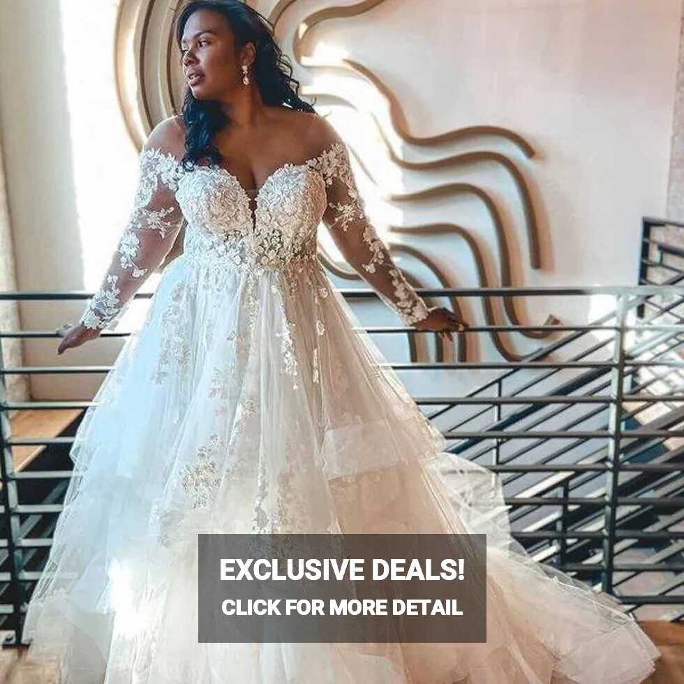 Stunning Plus Size African Long Sleeve Wedding Dresses With Long ...