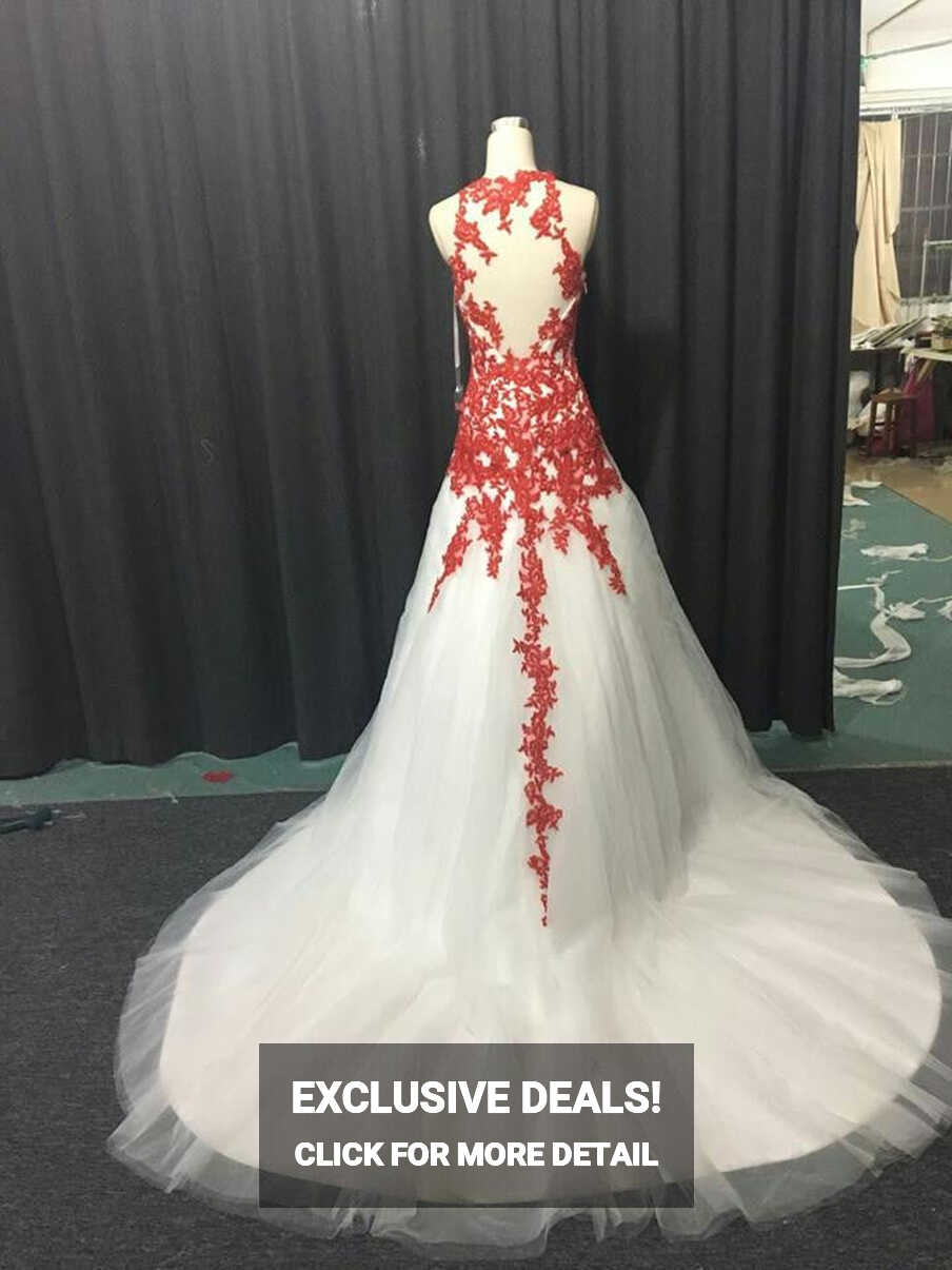 Style #012817 Red and White Halter Style Wedding Dresses – DARIUS ...