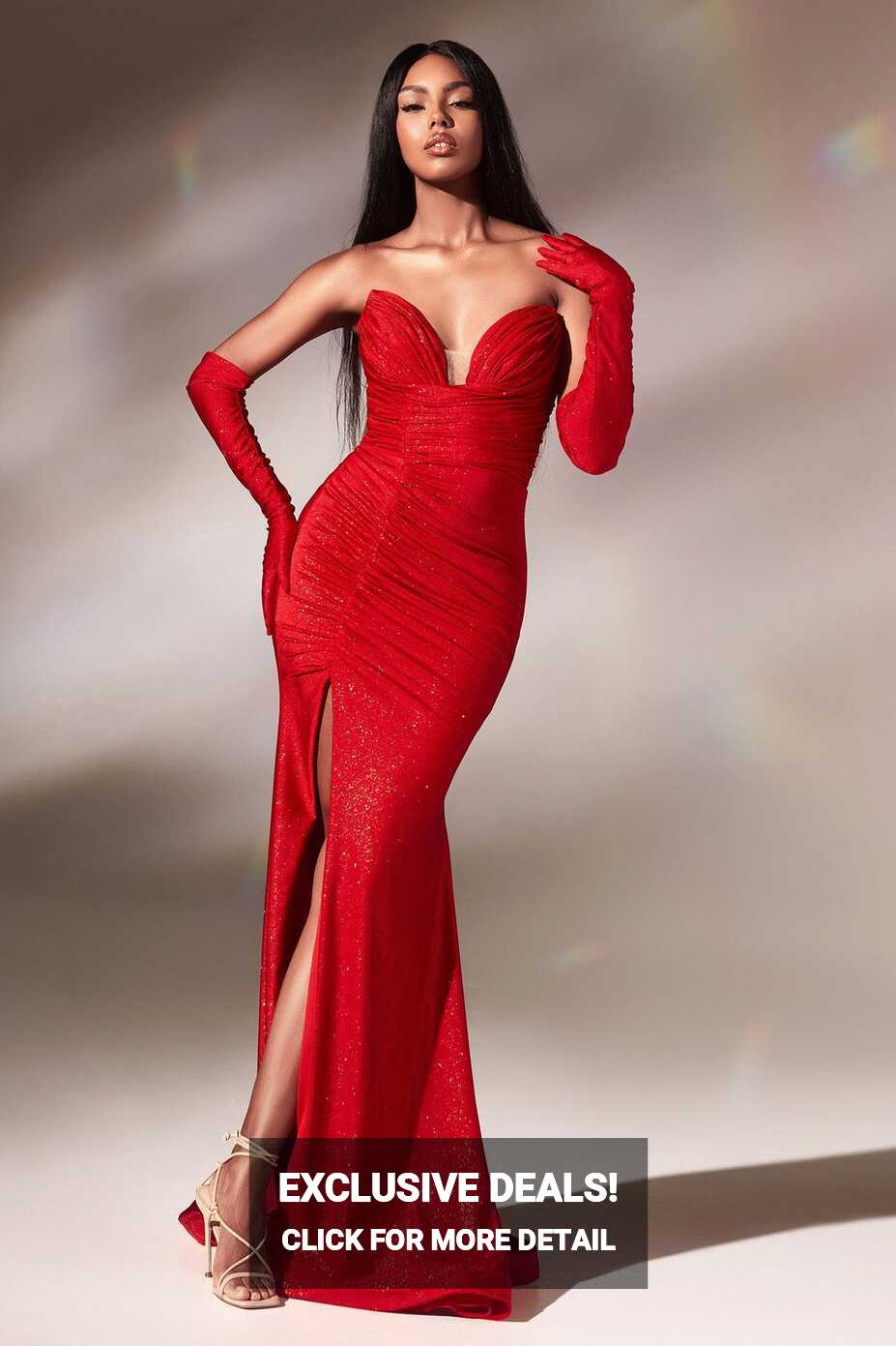 Style CD889 Cinderella Divine Size 2 Prom Strapless Red Side Slit ...