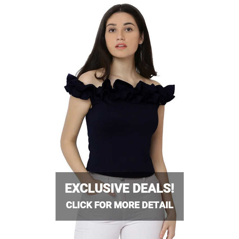 Stylish Design Off Shoulder Navy Blue Bardot Top, Western Wear ...