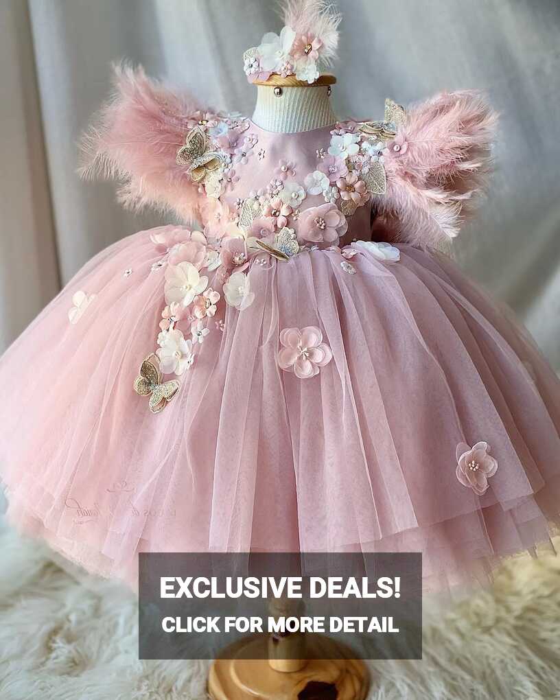 Stylish Feathers Flower Girl Dresses For Wedding Beaded Appliqued ...