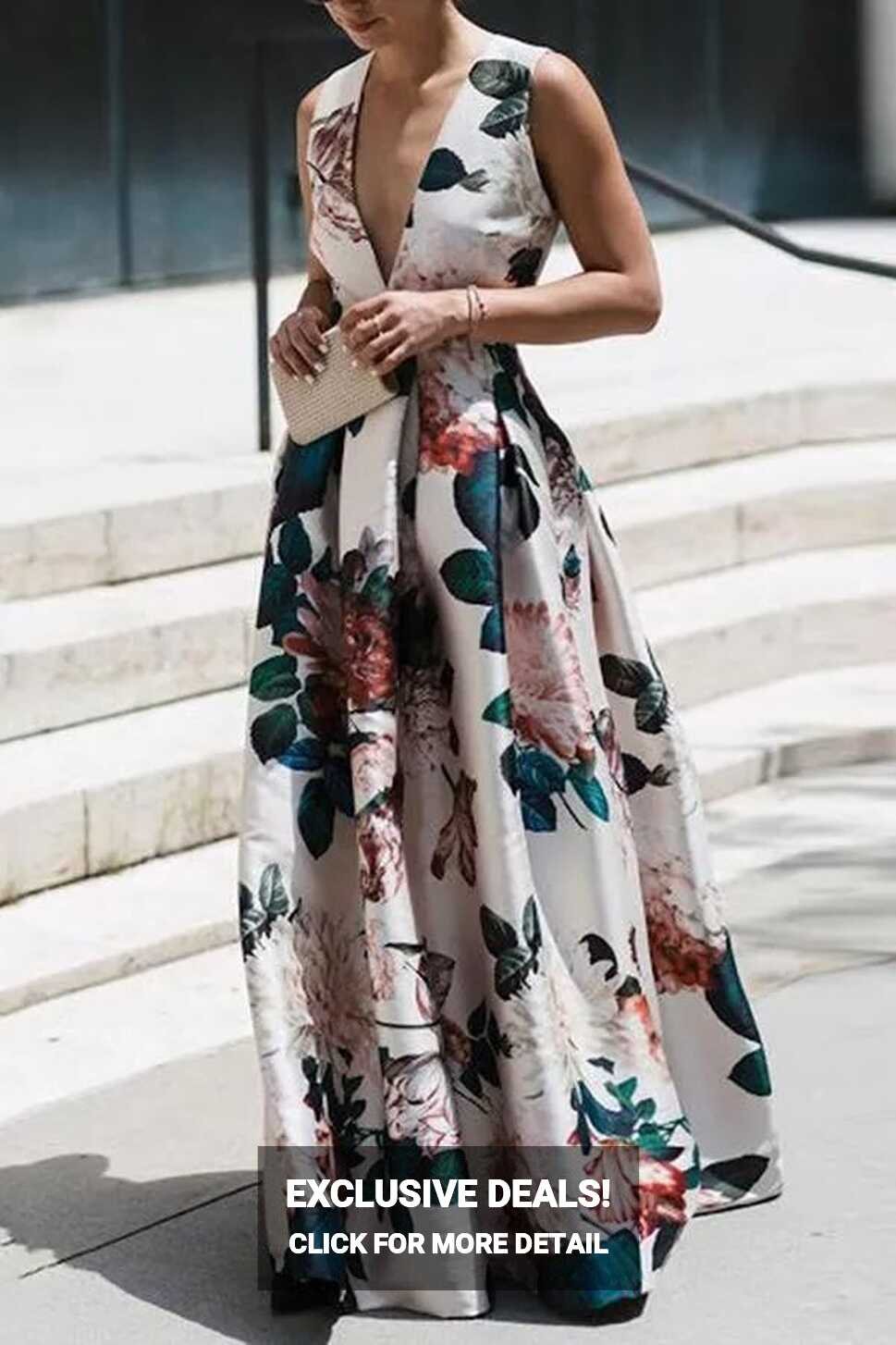 Stylish Floral Print Sleeveless Maxi Dress