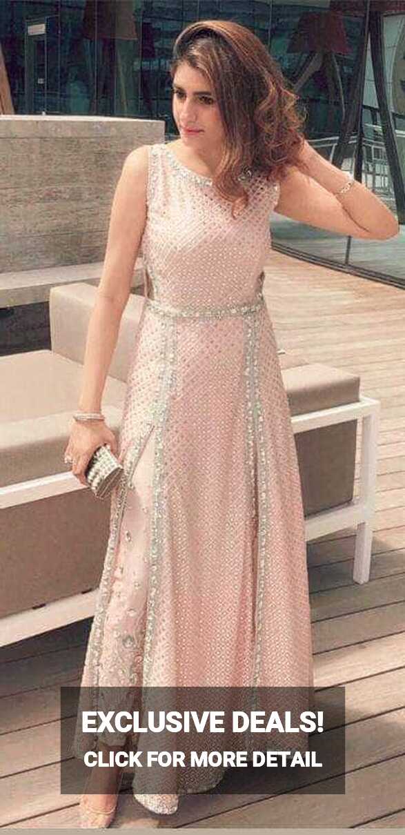 Stylish Pink Indo-western Georgette Gown – FashionVibes