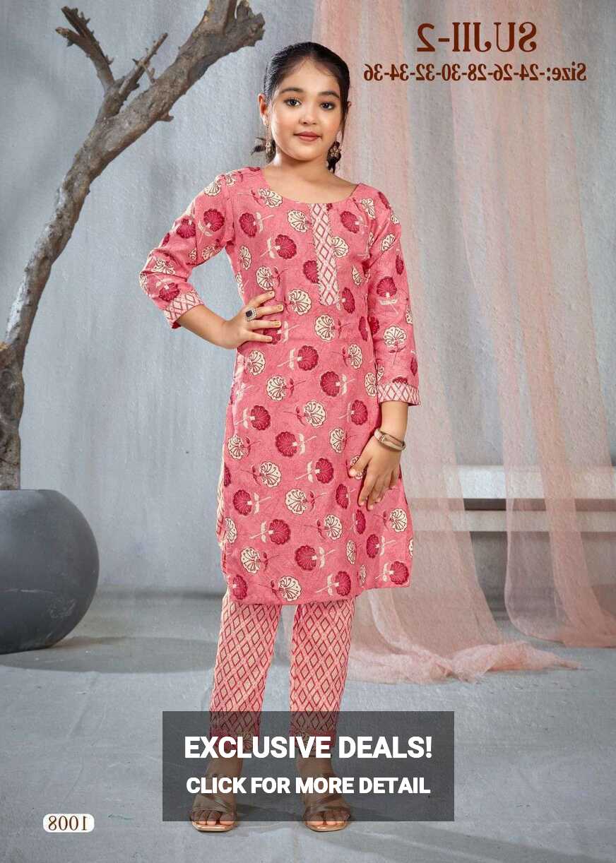 Sujii 2 Rayon Cotton Kids Kurti Pant Wholesale collection in india