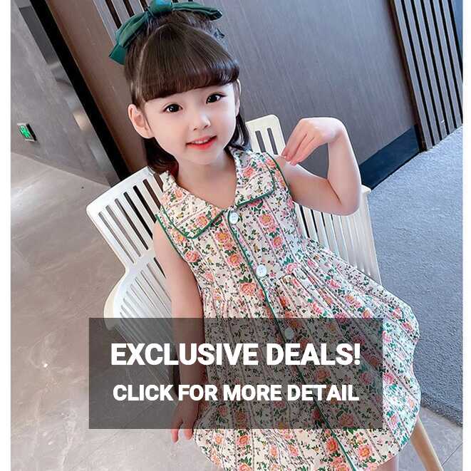 Summer Baby Girl Dress Sleeveless Lapel Floral Princess Dress ...